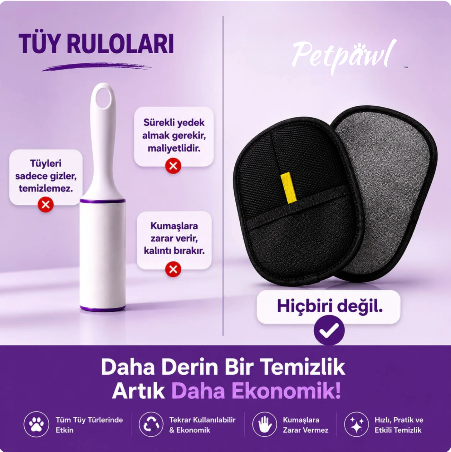 Tüy Toplama Eldiveni | Kedi ve Köpek Tüylerini Kolayca Temizleyin